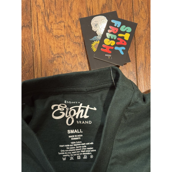 Eighty Eight T- Shirt Green Skulls Graphic Short Sleeve Logo - Men's S - Picture 5 of 5